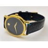 Movado Ultra Slim 2 Gold  Black Leather Strap Watch
