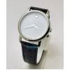 Movado Ultra Slim 2 Steel White Leather Strap Watch