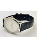 Movado Ultra Slim 2 Steel White Leather Strap Watch