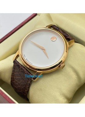 Movado Ultra Slim 2 Rose Gold White Leather Strap Watch