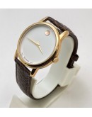 Movado Ultra Slim 2 Rose Gold White Leather Strap Watch