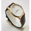 Movado Ultra Slim 2 Rose Gold White Leather Strap Watch