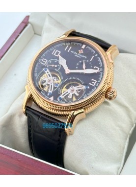Patek Philippe Double Flying Tourbillon DAY-NIGHT Black Swiss Automatic Watch