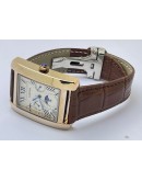 Cartier Tank Day-Date Moon Phase White Rose Gold Leather Strap Watch