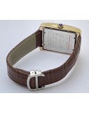 Cartier Tank Day-Date Moon Phase White Rose Gold Leather Strap Watch