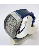 Franck Muller Vanguard Yachting Diamond Blue Leather Strap Swiss ETA Automatic Watch