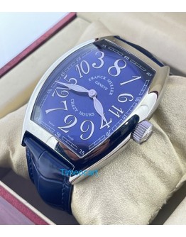 Franck Muller Crazy Hours Steel Blue Leather Strap Swiss Automatic Watch
