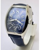 Franck Muller Crazy Hours Steel Blue Leather Strap Swiss Automatic Watch