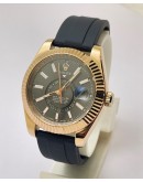 Rolex Sky Dweller Brown Dial Rubber Strap Swiss ETA Automatic Watch