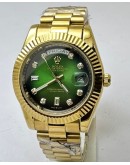 Rolex Day-Date Diamond Mark Green Golden 36MM Swiss Automatic Watch