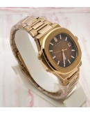 Patek Philippe Nautilus Automatic Rose Gold Brown Swiss Automatic Watch
