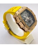 Richard Mille RM11 Rose Gold Yellow Rubber Strap Swiss Automatic Watch