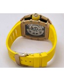 Richard Mille RM11 Rose Gold Yellow Rubber Strap Swiss Automatic Watch