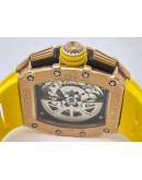 Richard Mille RM11 Rose Gold Yellow Rubber Strap Swiss Automatic Watch