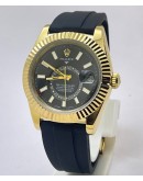 Rolex Sky Dweller Black Rubber Strap Swiss ETA Automatic Watch