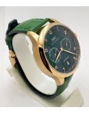 I W C Portuguese Power Reserve Rose Gold Green Leather Strap Swiss Automatic Watch