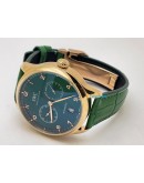 I W C Portuguese Power Reserve Rose Gold Green Leather Strap Swiss Automatic Watch
