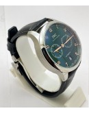 I W C Portuguese Power Reserve Green Dial Steel Leather Strap Swiss Automatic Watch