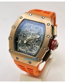 Richard Mille RM11 Rose Gold Orange Rubber Strap Swiss Automatic Watch