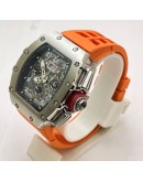 Richard Mille RM11 Steel Orange Rubber Strap Swiss Automatic Watch