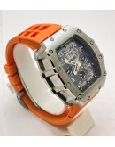 Richard Mille RM11 Steel Orange Rubber Strap Swiss Automatic Watch