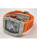 Richard Mille RM11 Steel Orange Rubber Strap Swiss Automatic Watch