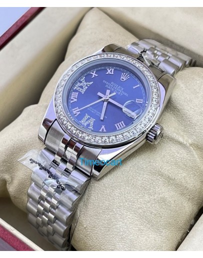 Rolex Datejust Diamond Bezel Blue Steel Swiss Automatic Ladies Watch