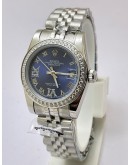 Rolex Datejust Diamond Bezel Blue Steel Swiss Automatic Ladies Watch