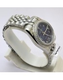 Rolex Datejust Diamond Bezel Blue Steel Swiss Automatic Ladies Watch