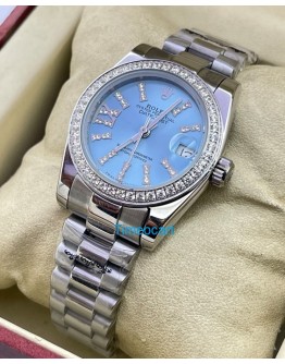 Rolex Datejust Diamond Bezel Ice Blue Swiss Automatic Ladies Watch