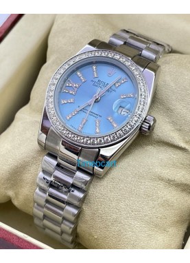 Rolex Datejust Diamond Bezel Ice Blue Swiss Automatic Ladies Watch
