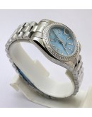 Rolex Datejust Diamond Bezel Ice Blue Swiss Automatic Ladies Watch