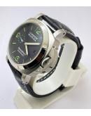 Panerai Marina Steel Black Leather Strap Swiss Automatic Watch