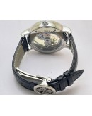 Patek Philippe Bridge Black Leather Strap Swiss Automatic Watch