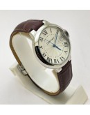 Cartier Ballon Bleu de Women Steel Leather Strap Watch