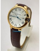 Cartier Ballon Bleu de Women Rose Gold Leather Strap Watch