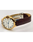 Cartier Ballon Bleu de Women Rose Gold Leather Strap Watch