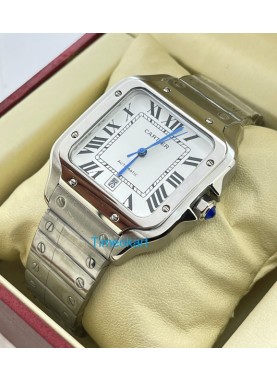 Cartier Santos 100 Steel White Swiss Automatic Watch