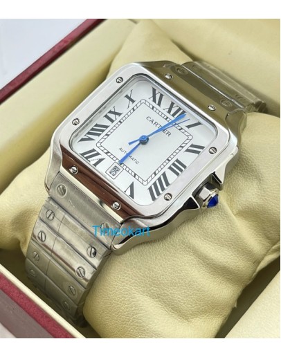 Cartier Santos 100 Steel White Swiss Automatic Watch