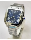 Cartier Santos 100 Steel Blue Swiss Automatic Watch