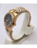 Rolex Datejust Diamond Bezel Purple Rose Gold Swiss Automatic Ladies Watch