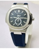 Patek Philippe Nautilus GMT Annual Calendar Sun Moon Phase Blue Rubber Strap Swiss Automatic Watch