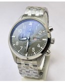 I W C Pilot Chronograph Grey Day-Date Steel Watch