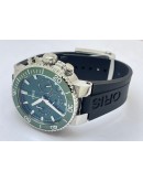 Oris Aquis Chronograph Green Black Rubber Strap Watch