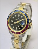 Rolex GMT Master ii Pepsi Ruby Sapphire Bezel Swiss ETA 3285 Valjoux Movement Watch