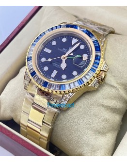 Rolex GMT Master ii White & Blue Ruby Bezel Golden Swiss ETA 