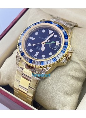 Rolex GMT Master ii White & Blue Ruby Bezel Golden Swiss ETA 