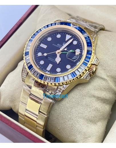 Rolex GMT Master ii White & Blue Ruby Bezel Golden Swiss ETA 