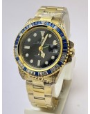 Rolex GMT Master ii White & Blue Ruby Bezel Golden Swiss ETA 3285 Valjoux Automatic Movement Watch
