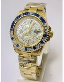 Rolex GMT Master ii White & Blue Ruby Bezel Diamond Dial Golden Swiss ETA 3285 Valjoux Automatic Movement Watch